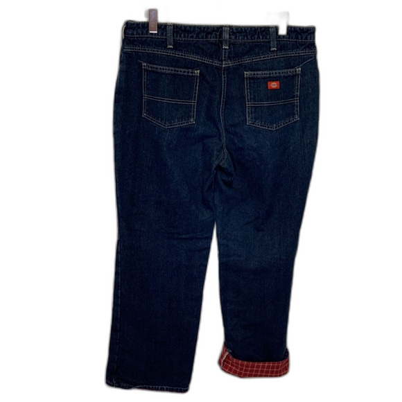 Dickies Blue Relaxed Fit Mid-Rise Flannel Lined Straight Leg Jeans Size 12 - Picture 7 of 12